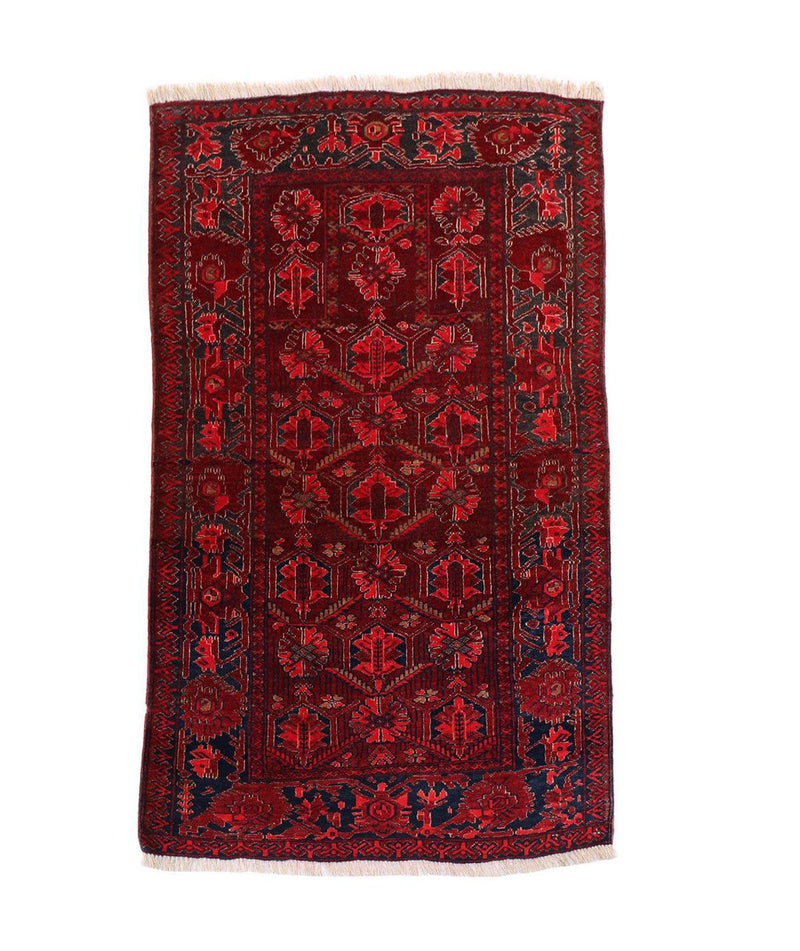 Tapis afghan - 119 x 76 cm - rouge foncé