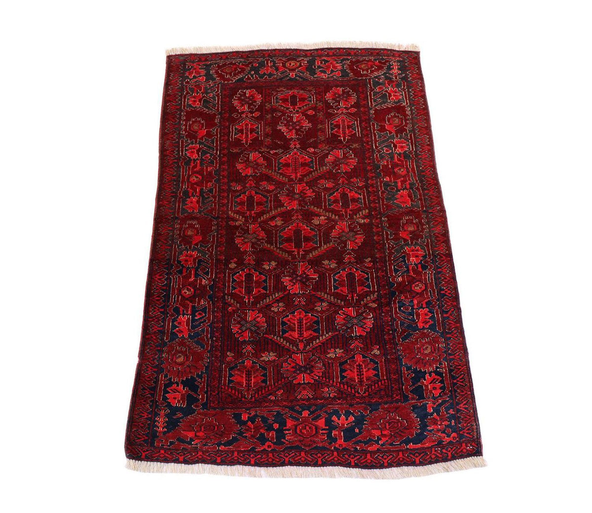 Tapis afghan - 119 x 76 cm - rouge foncé