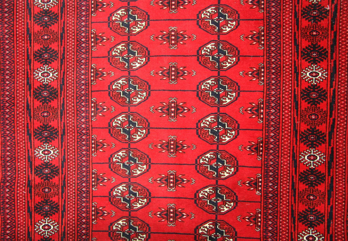 Tapis de couloir Tapis afghan - Boukhara - 352 x 96 cm - rouge