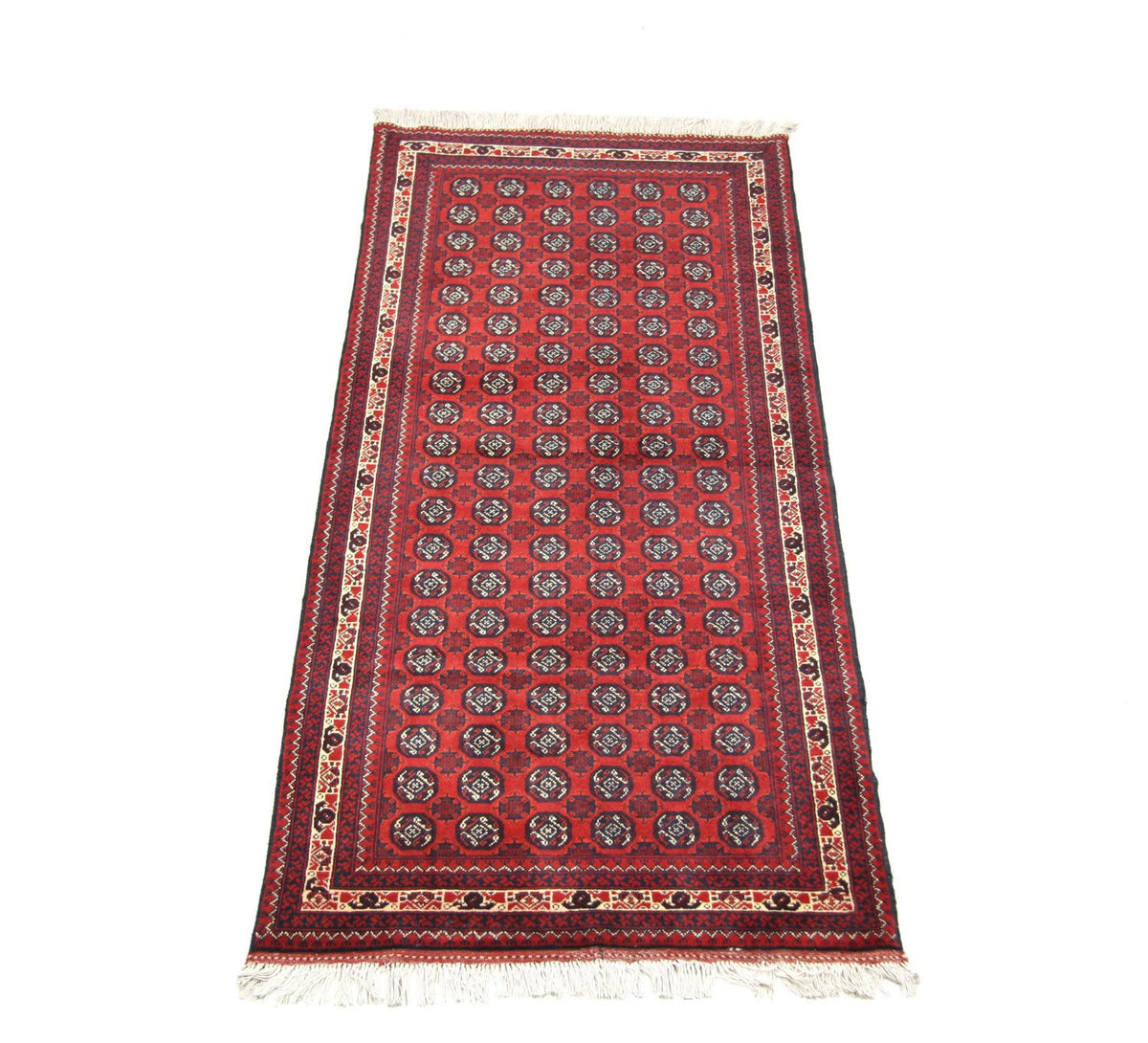 Tapis de couloir Tapis afghan - Boukhara - 258 x 87 cm - rouge