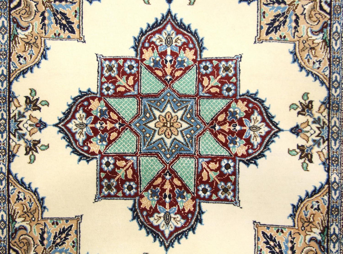 Tapis persan - Nain carré - 105 x 97 cm - blanc naturel