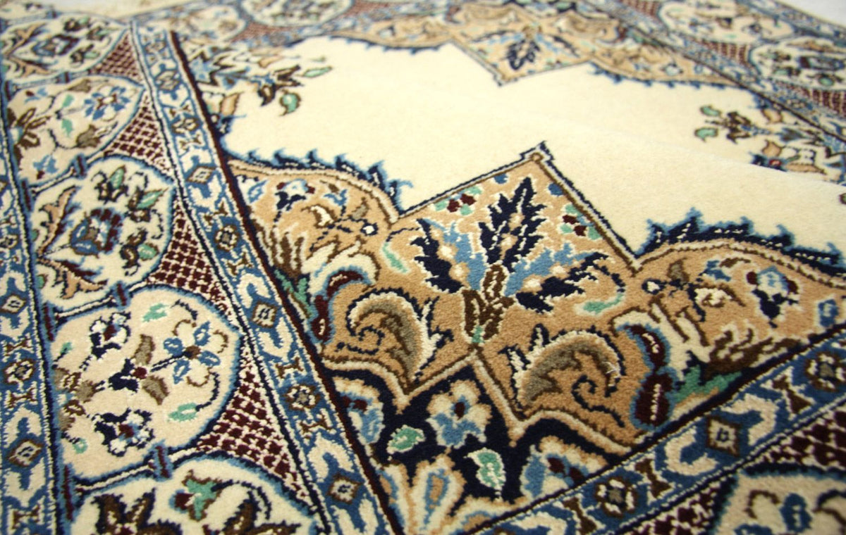 Tapis persan - Nain carré - 105 x 97 cm - blanc naturel
