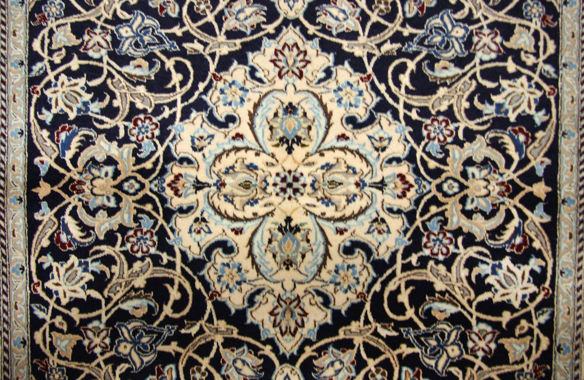 Tapis persan - Nain - Premium - 152 x 106 cm - bleu foncé