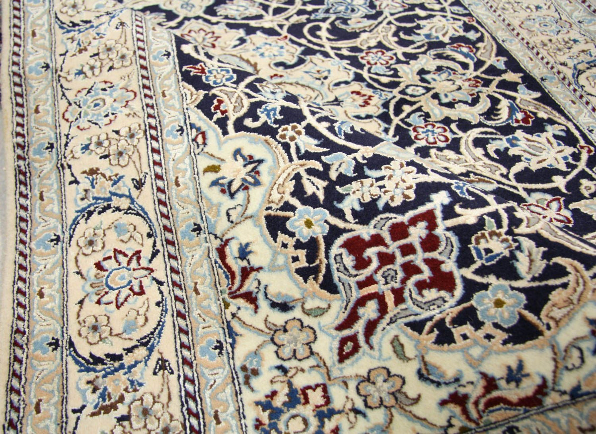 Tapis persan - Nain - Premium - 152 x 106 cm - bleu foncé