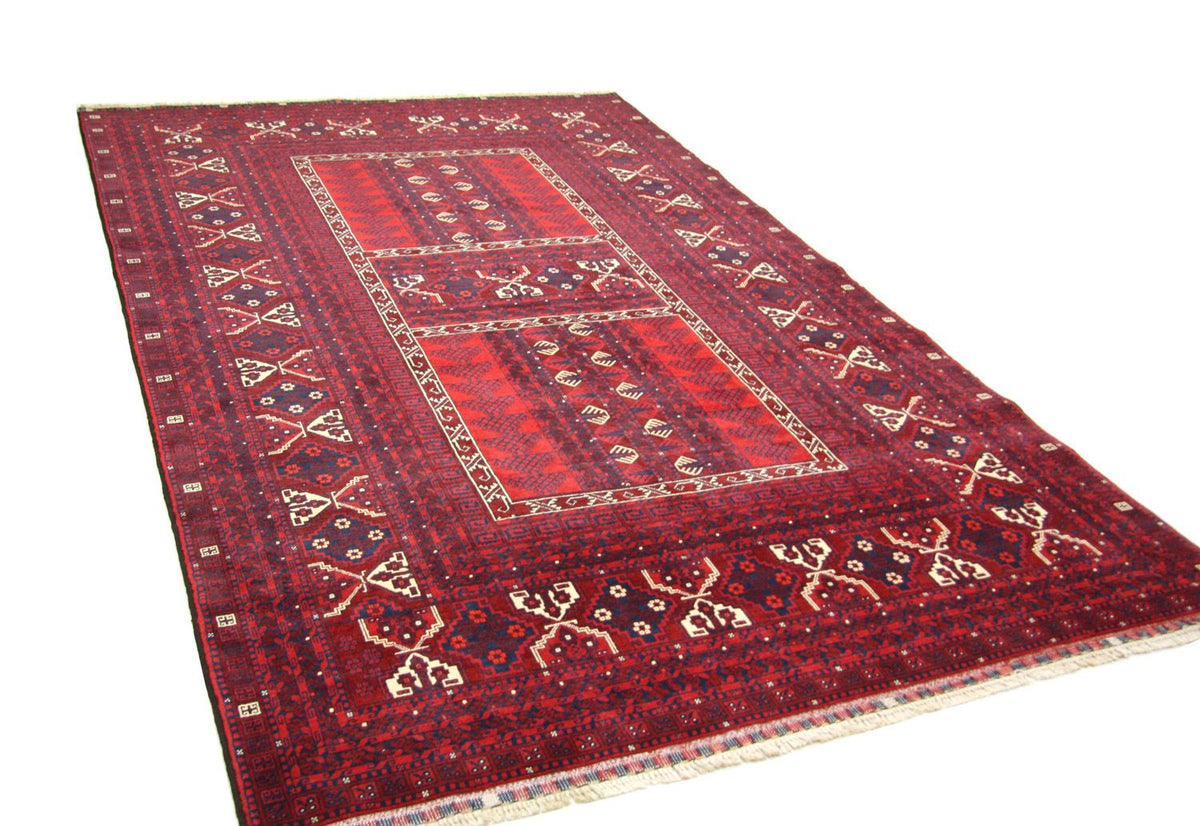 Tapis afghan - 244 x 157 cm - rouge
