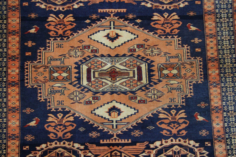 Tapis afghan - 129 x 107 cm - bleu
