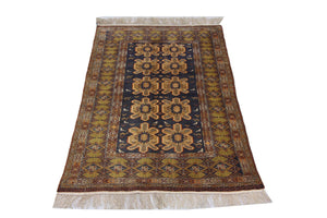Tapis afghan - 175 x 108 cm - bleu