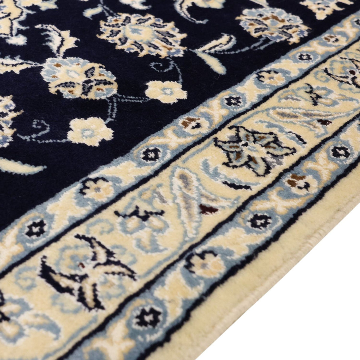 Tapis persan - Nain - Royal - Royal - 136 x 89 cm - bleu foncé
