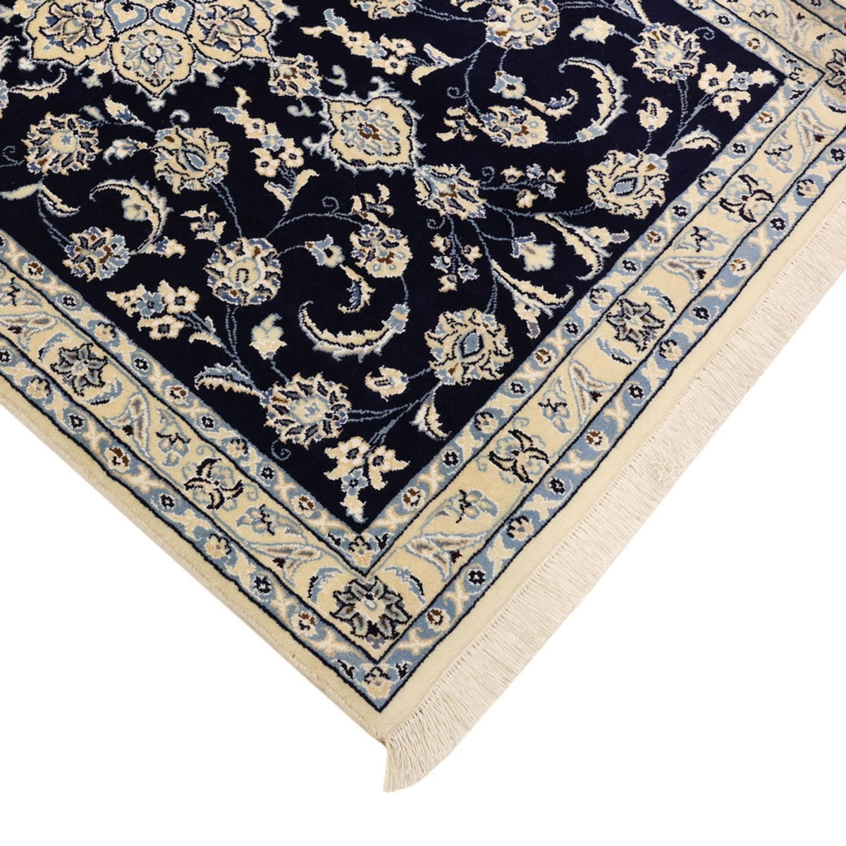 Tapis persan - Nain - Royal - Royal - 136 x 89 cm - bleu foncé
