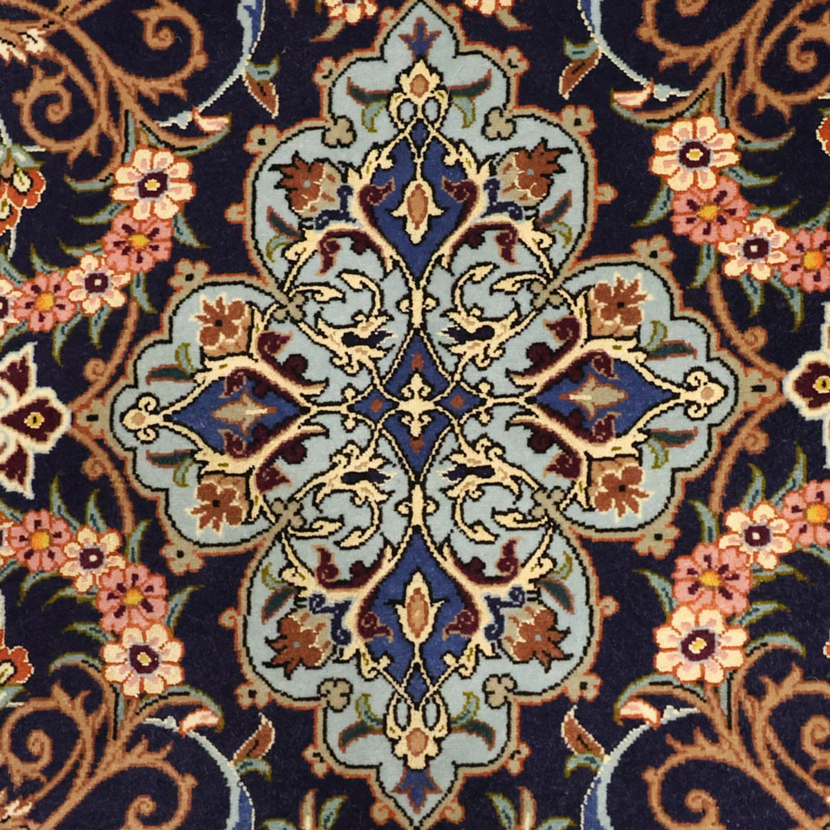 Tapis persan - Isfahan - Premium - Chaîne de soie - 170 x 112 cm - beige foncé