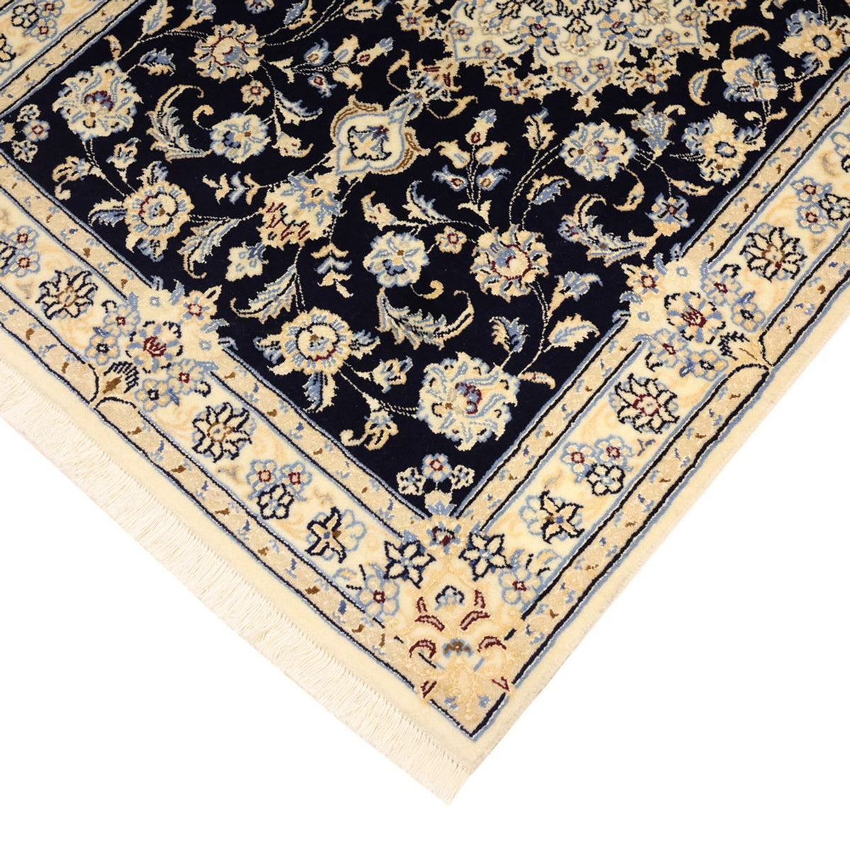 Tapis persan - Nain - Royal - Royal - 136 x 86 cm - bleu foncé