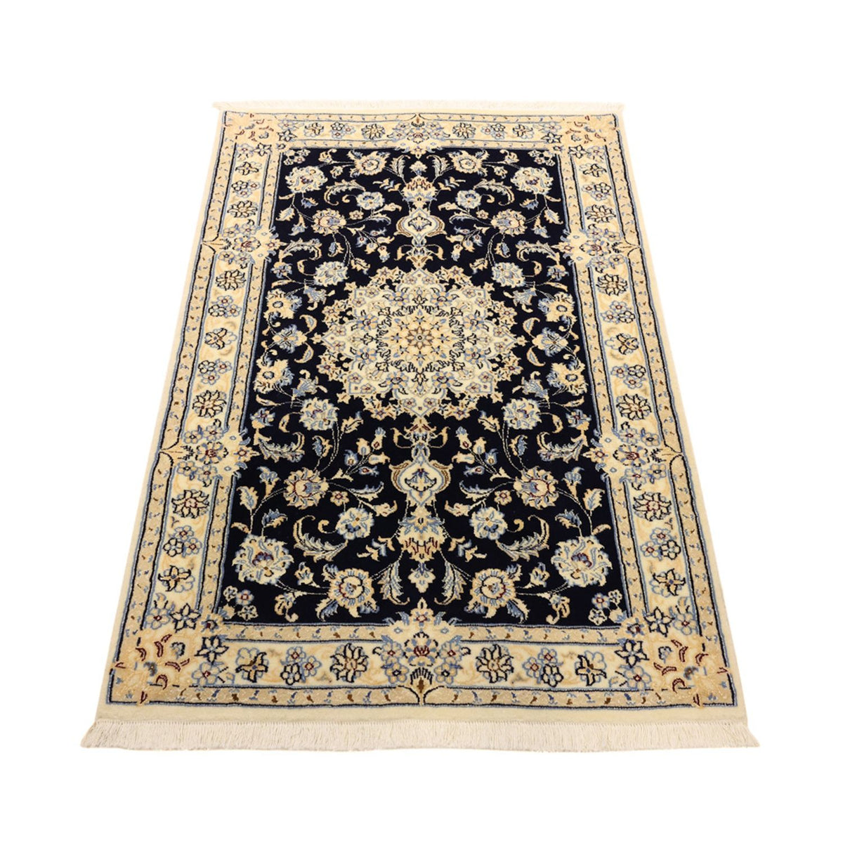 Tapis persan - Nain - Royal - Royal - 136 x 86 cm - bleu foncé