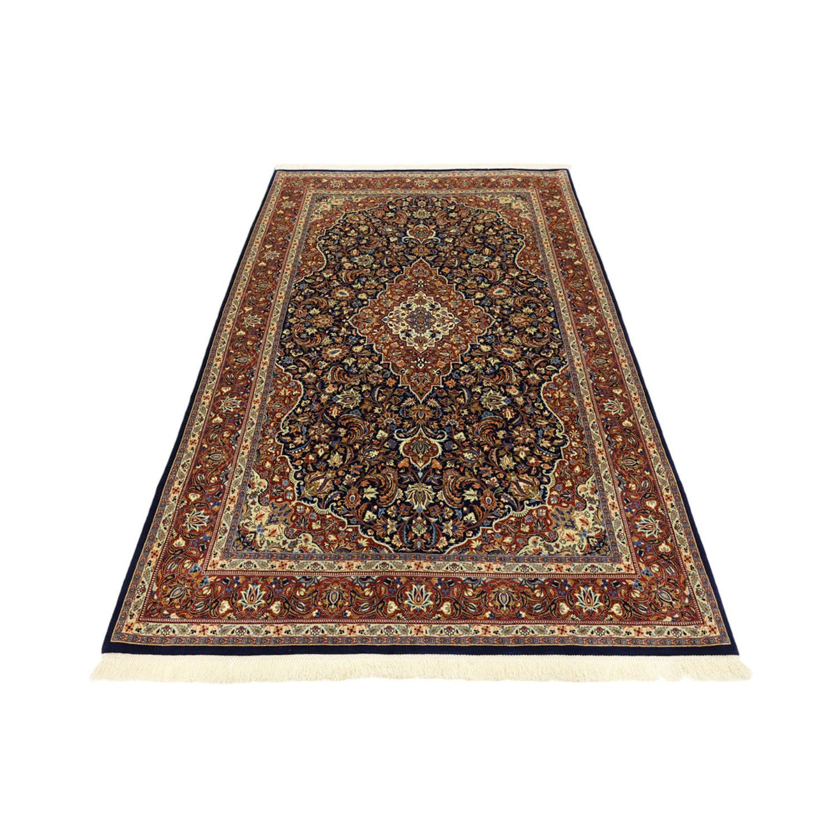 Tapis persan - Keshan - 203 x 132 cm - bleu foncé