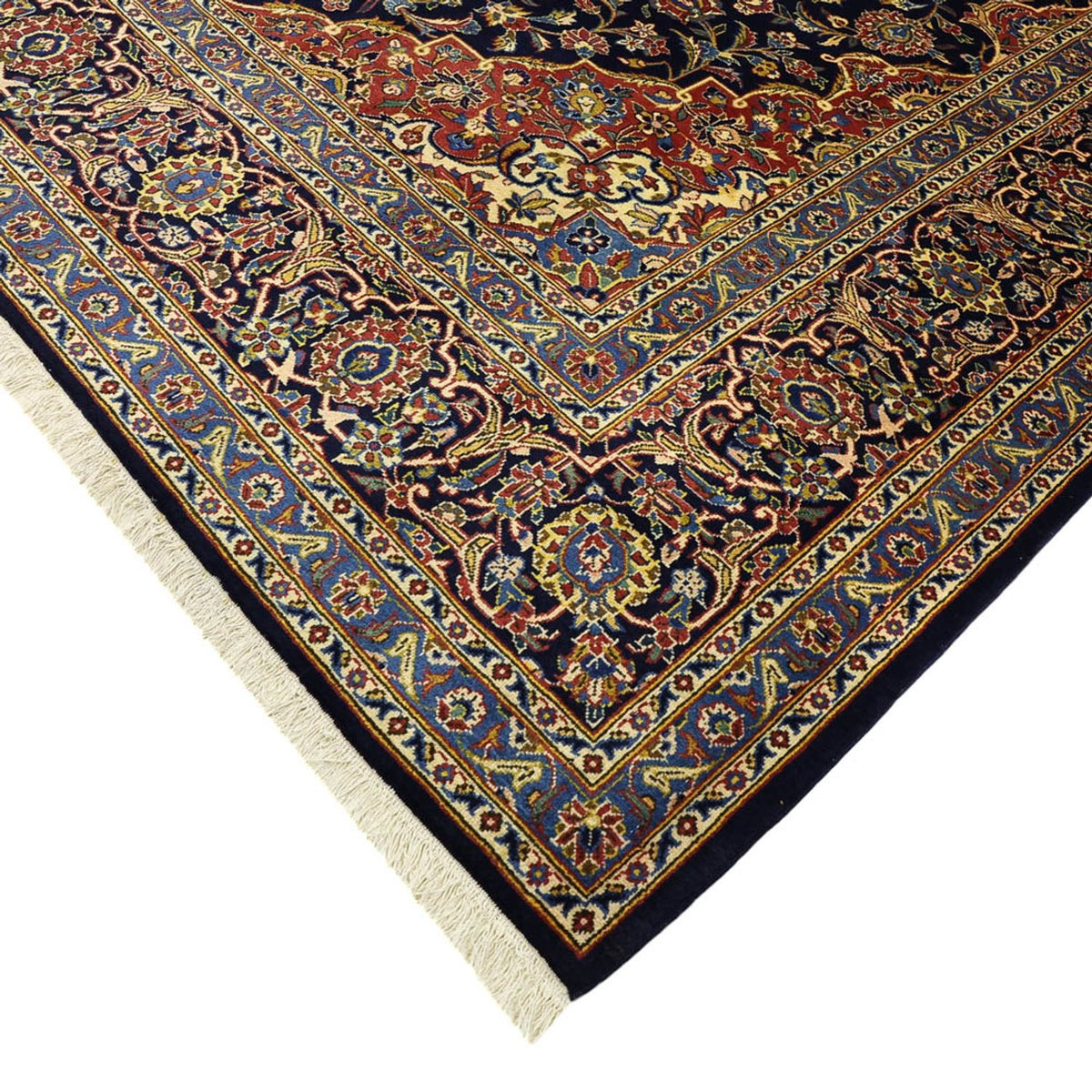 Tapis persan - Keshan - 321 x 221 cm - bleu foncé
