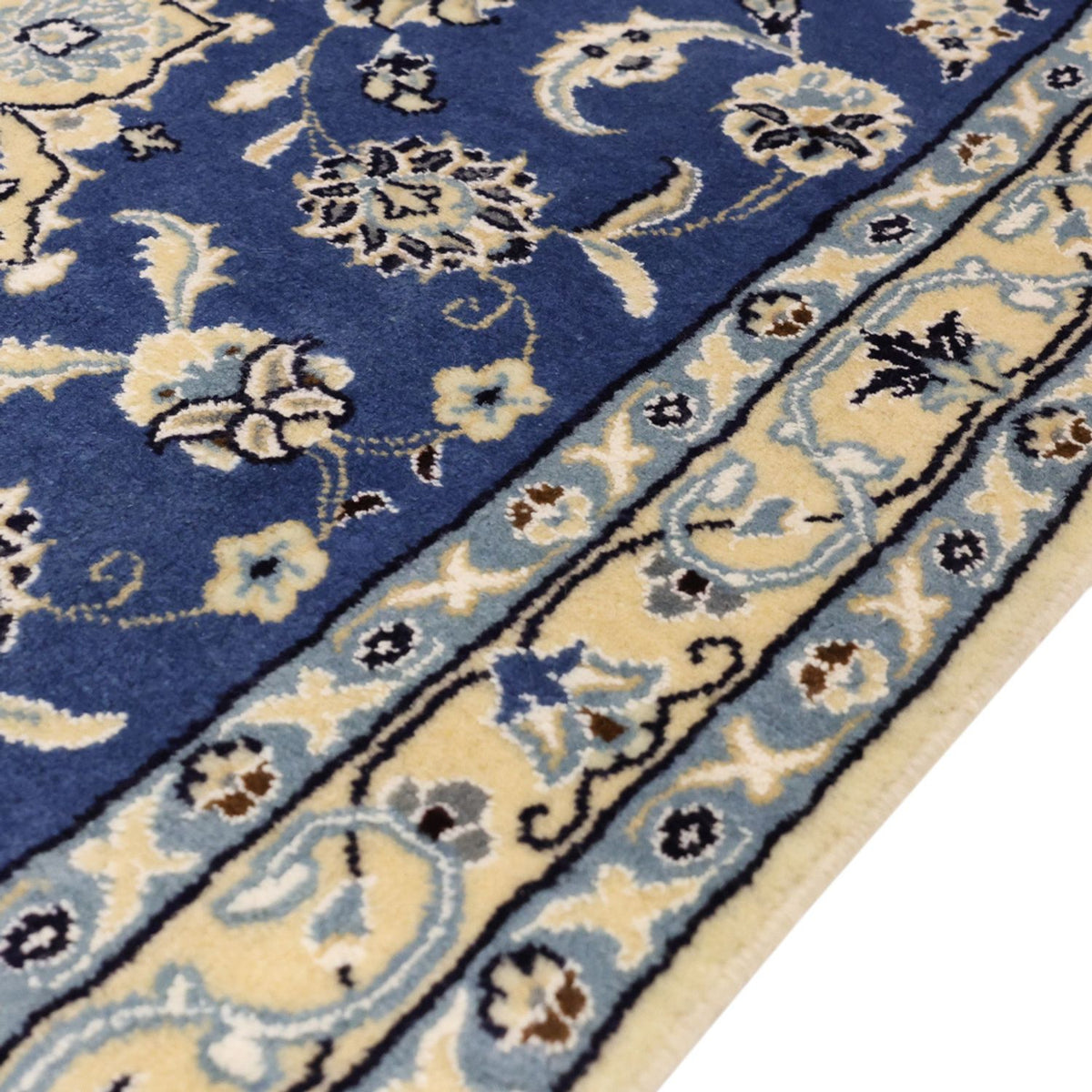 Tapis persan - Nain - Royal - 140 x 86 cm - bleu foncé