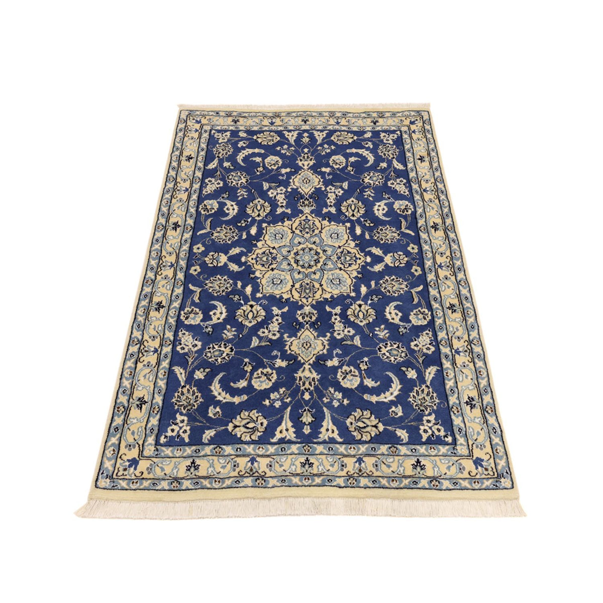 Tapis persan - Nain - Royal - 140 x 86 cm - bleu foncé