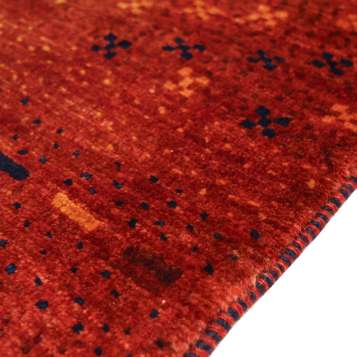 Tapis Gabbeh - Persan Kashkuli carré - 111 x 101 cm - rouge foncé