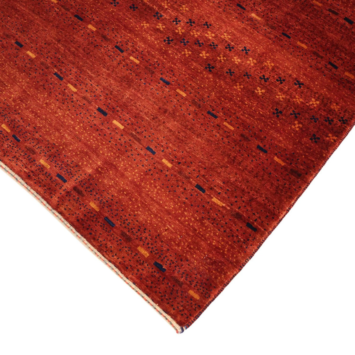 Tapis Gabbeh - Persan Kashkuli carré - 111 x 101 cm - rouge foncé