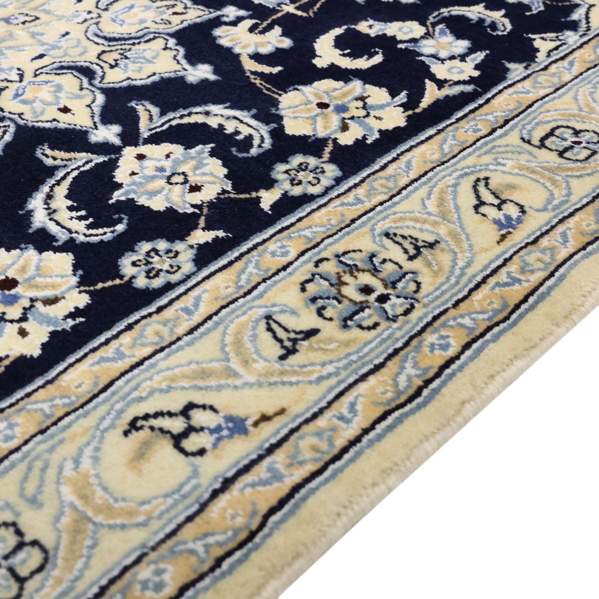 Tapis persan - Nain - Royal - 152 x 87 cm - bleu foncé