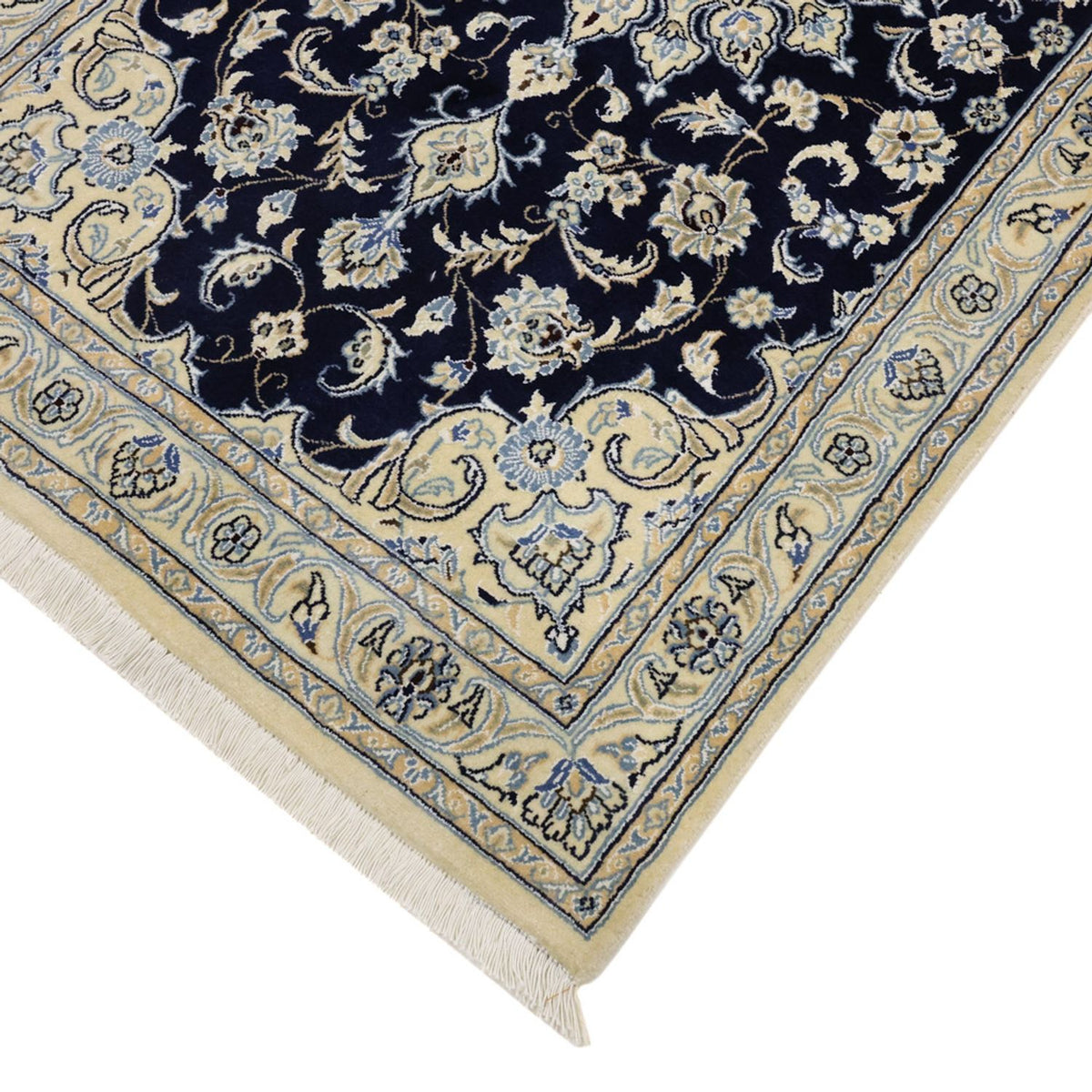 Tapis persan - Nain - Royal - 152 x 87 cm - bleu foncé