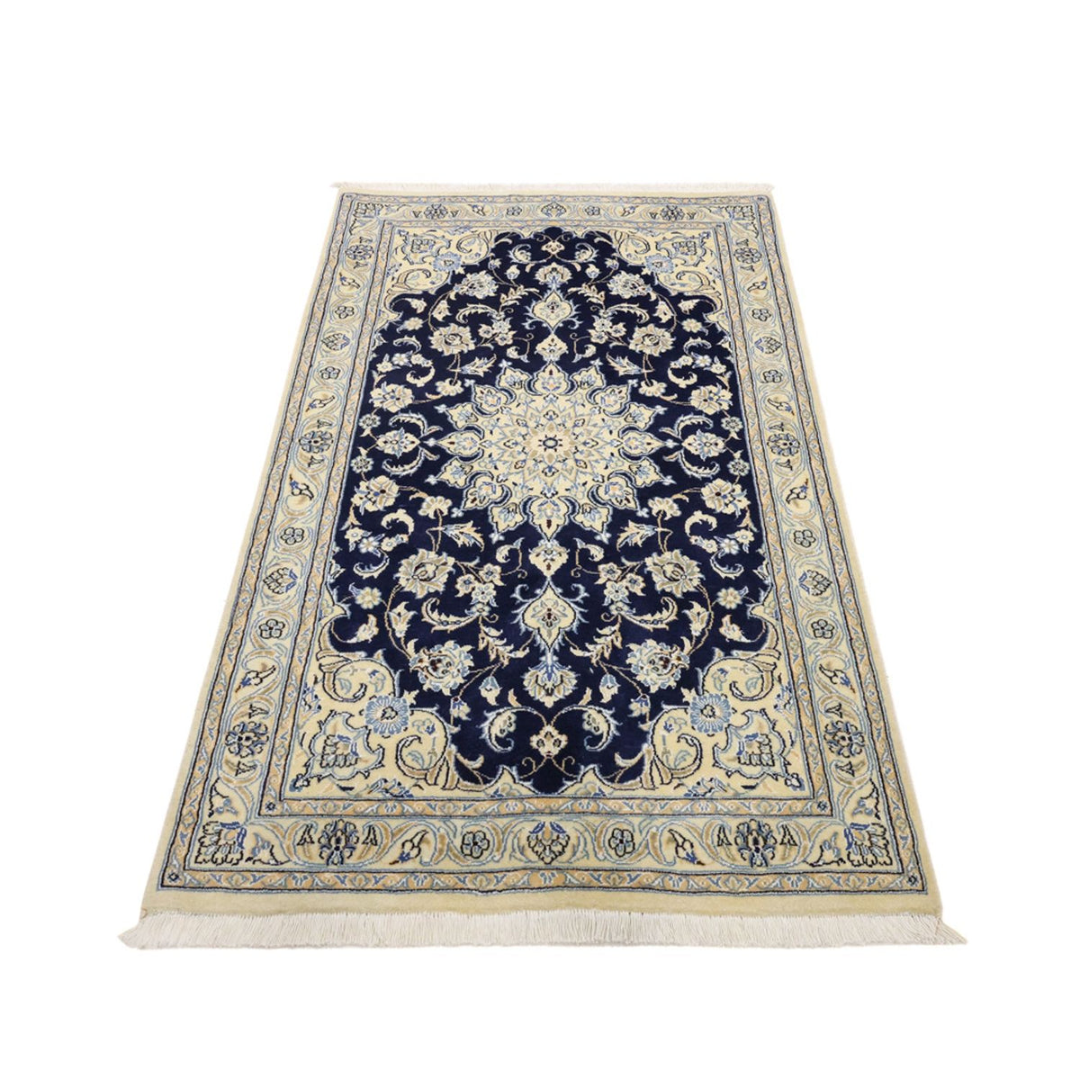 Tapis persan - Nain - Royal - 152 x 87 cm - bleu foncé