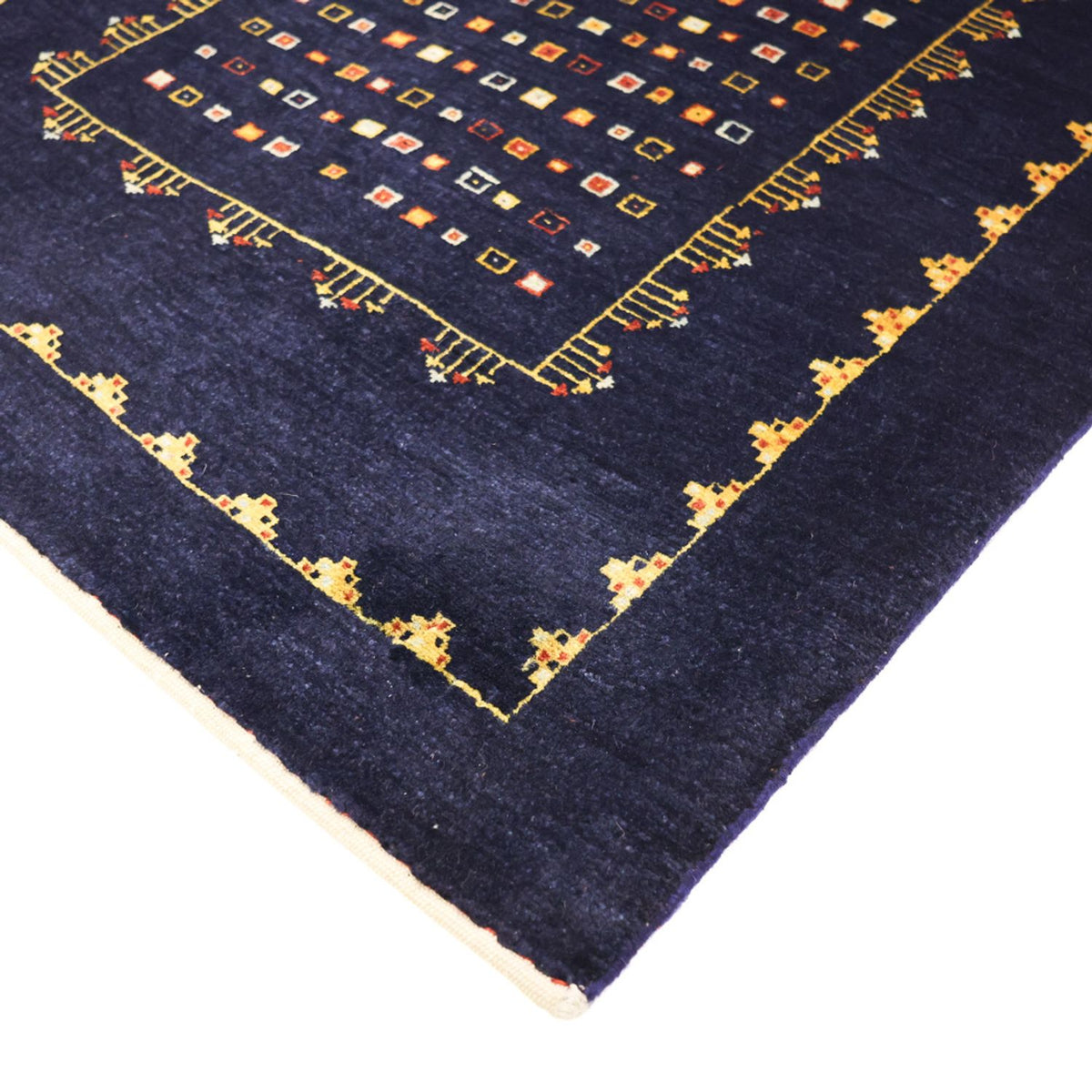 Tapis Gabbeh - Persan Kashkuli - 119 x 81 cm - bleu foncé
