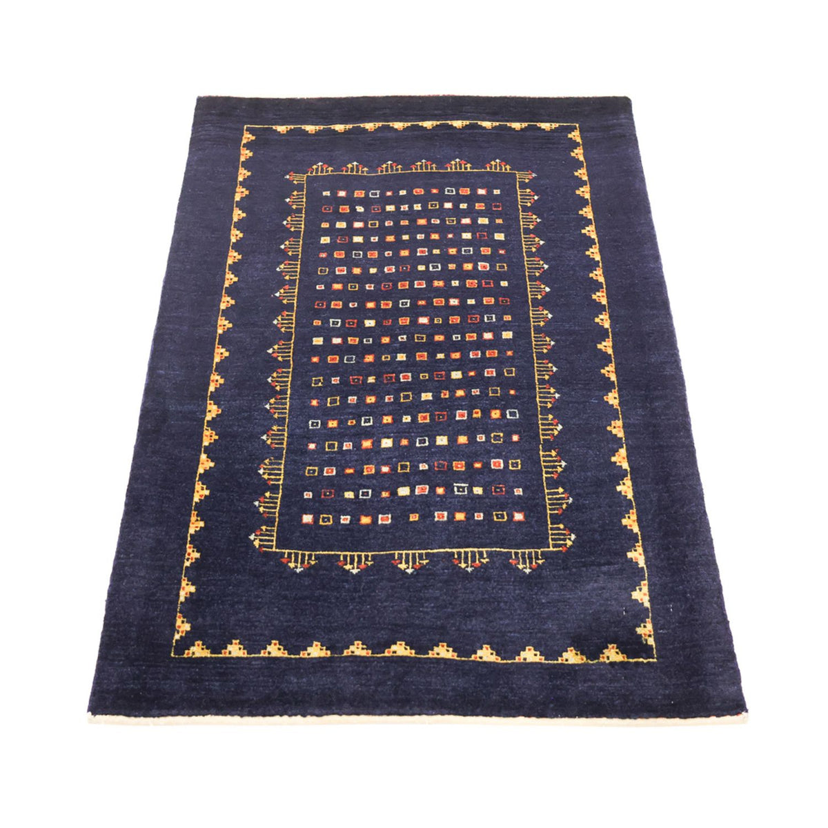 Tapis Gabbeh - Persan Kashkuli - 119 x 81 cm - bleu foncé