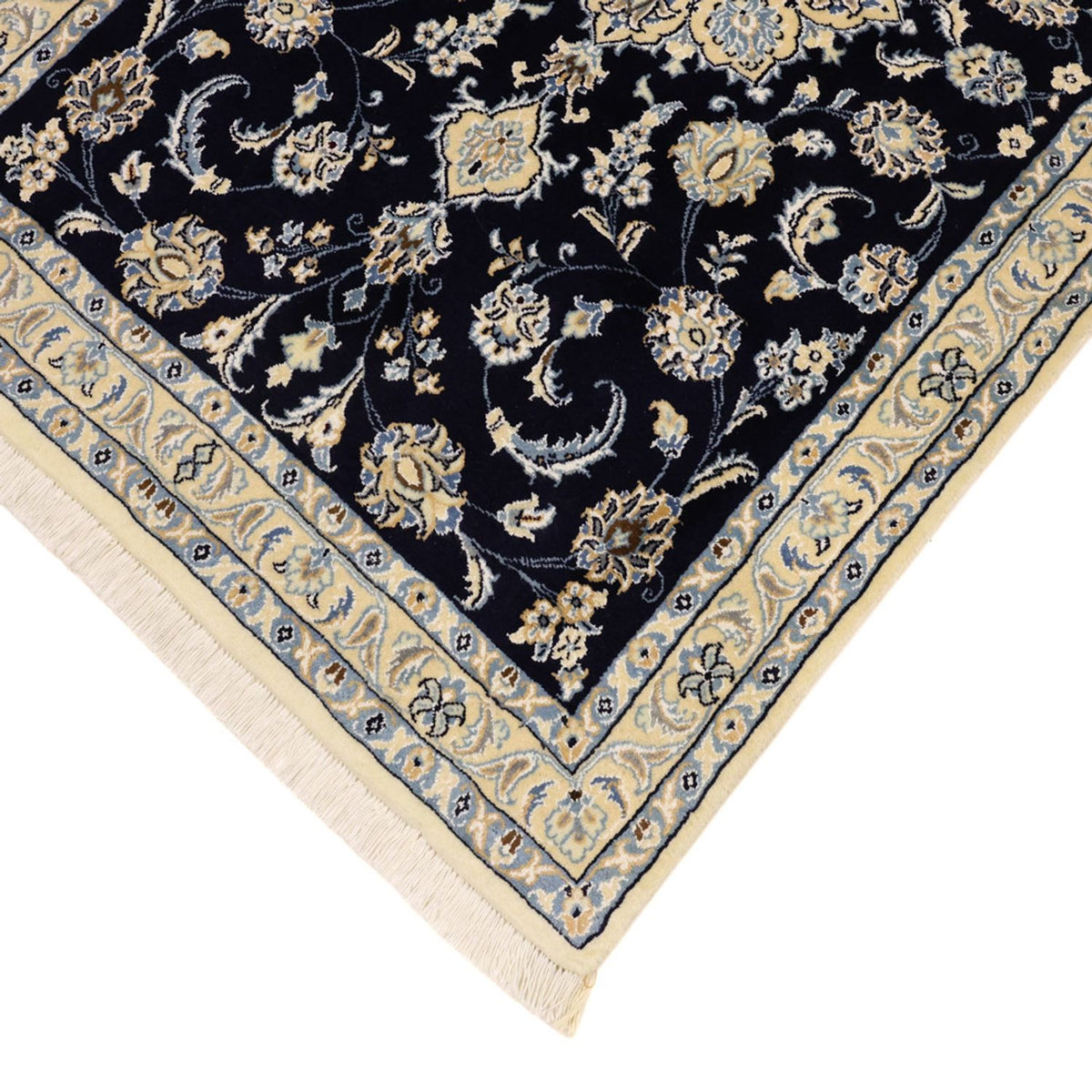 Tapis persan - Nain - Royal - 136 x 86 cm - bleu foncé