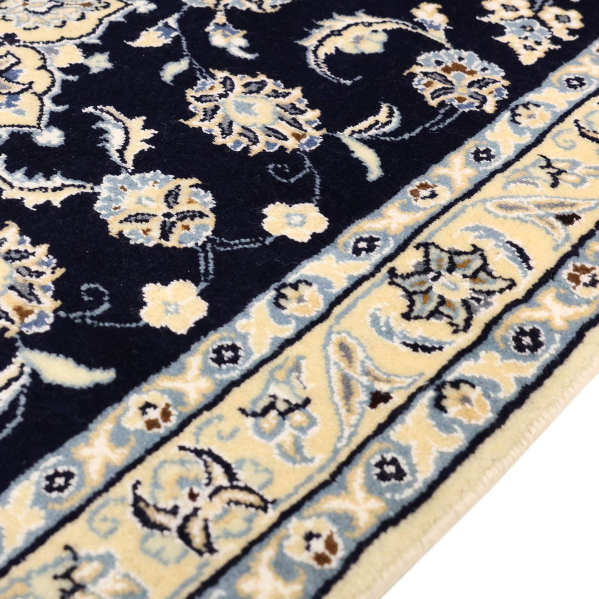 Tapis persan - Nain - Royal - 137 x 88 cm - bleu foncé