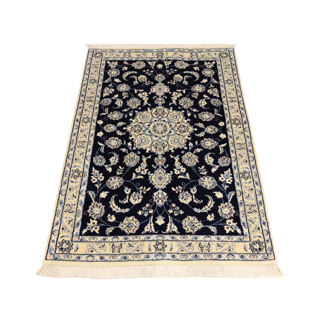 Tapis persan - Nain - Royal - 137 x 88 cm - bleu foncé