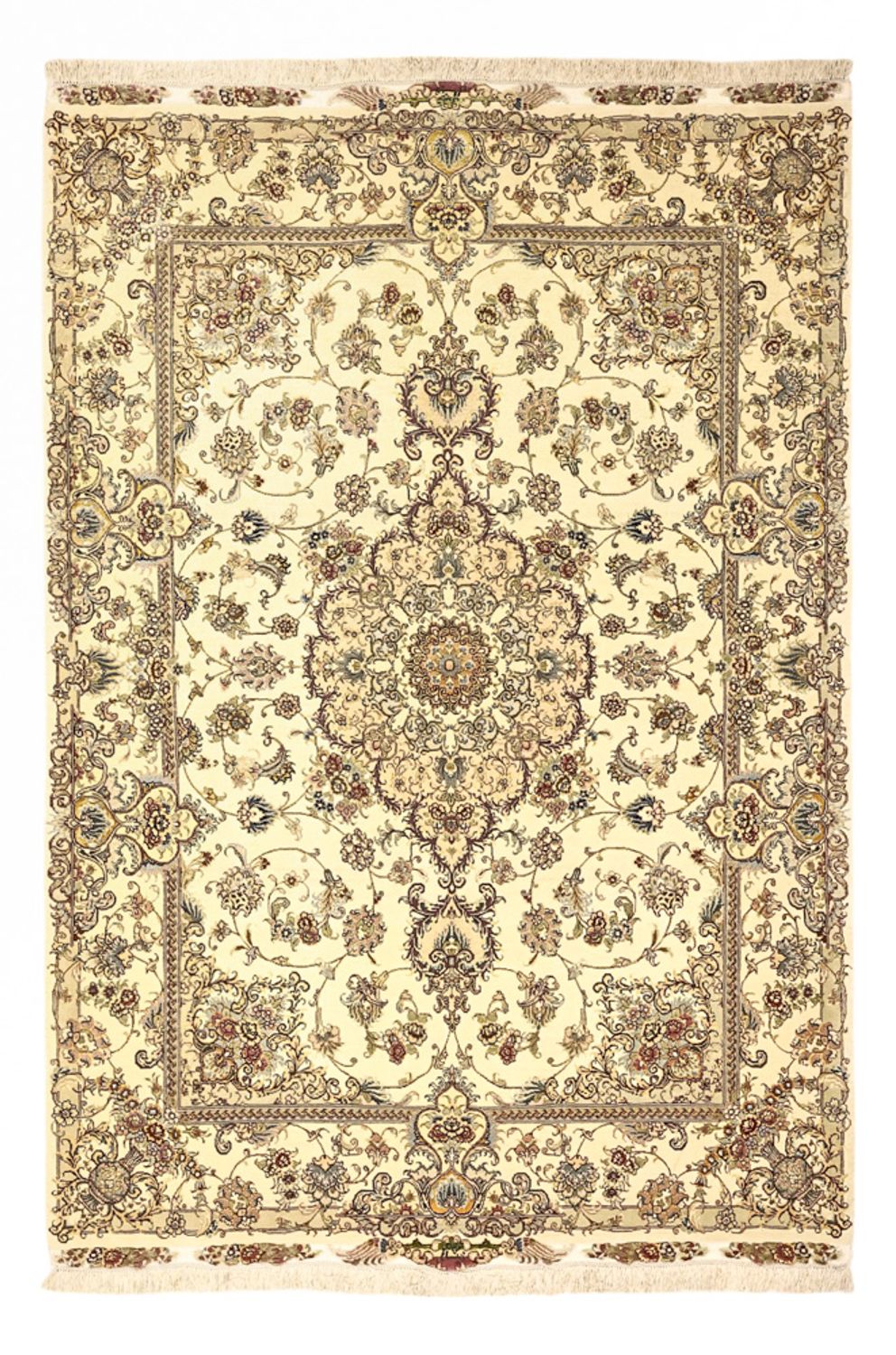 Tapis persan - Tabriz - Royal - Chaîne de soie - 219 x 148 cm - beige