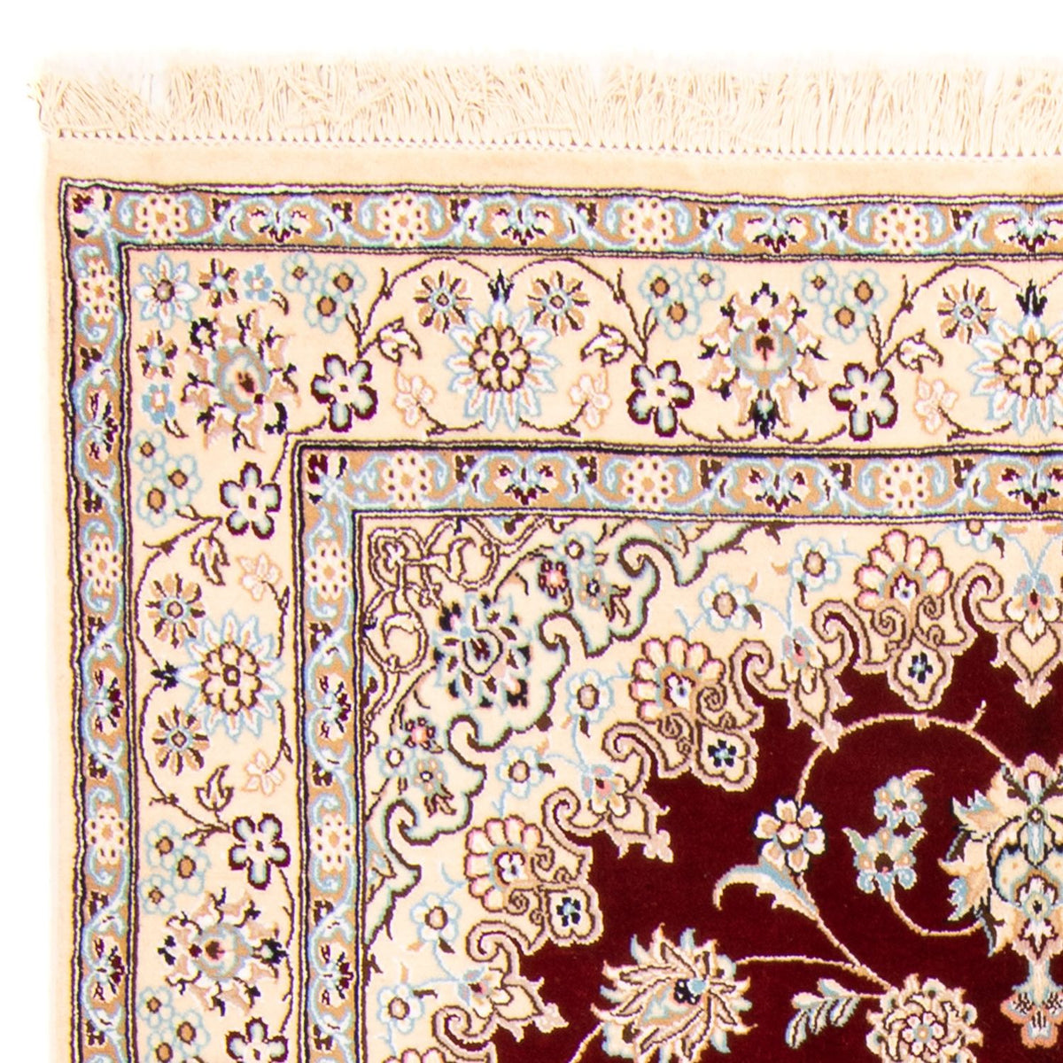 Tapis persan - Nain - Royal - 241 x 153 cm - rouge foncé