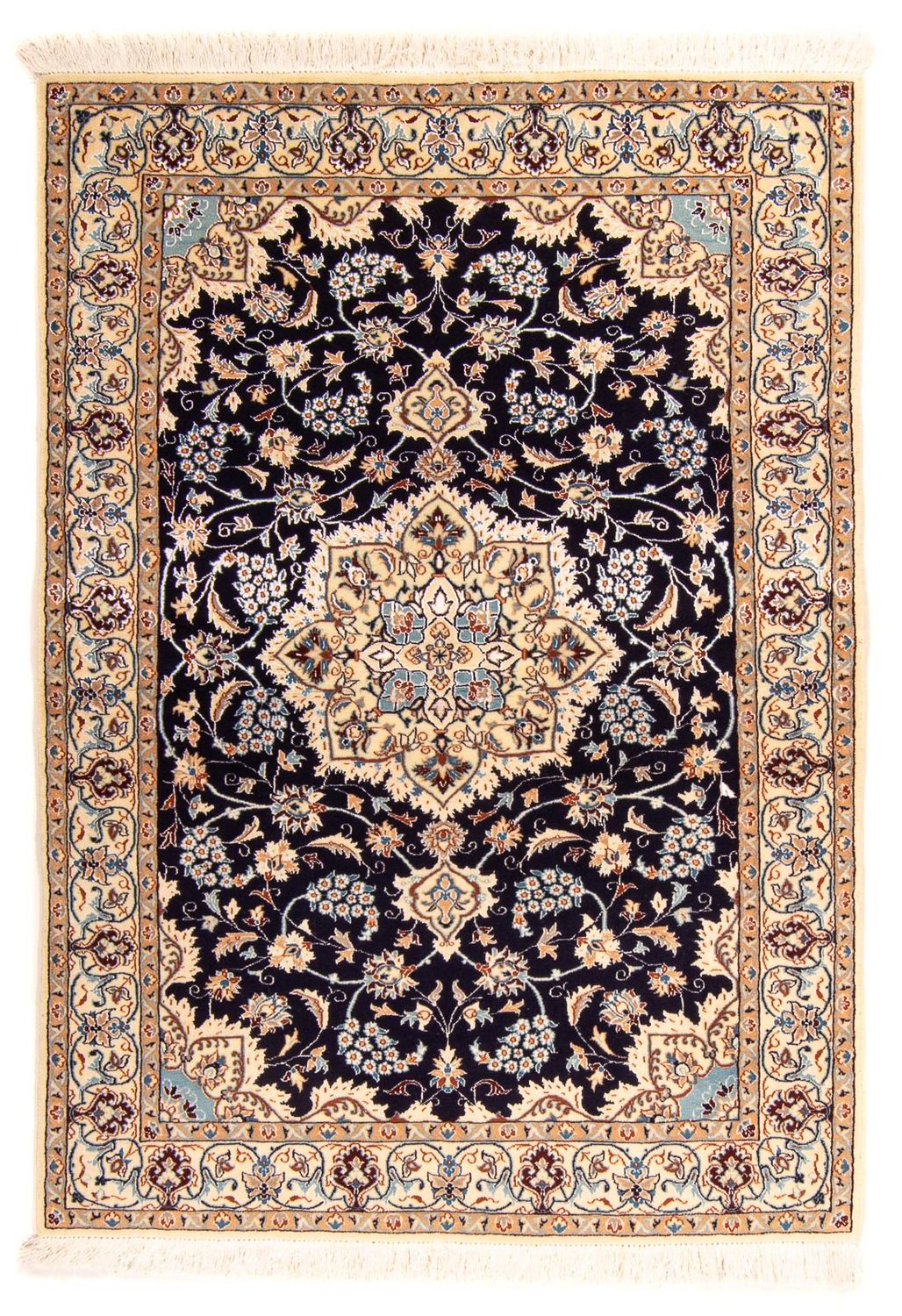 Tapis persan - Nain - Premium - 142 x 97 cm - bleu foncé