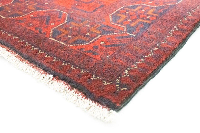 Tapis de couloir Tapis afghan - Kunduz - 287 x 83 cm - rouge foncé