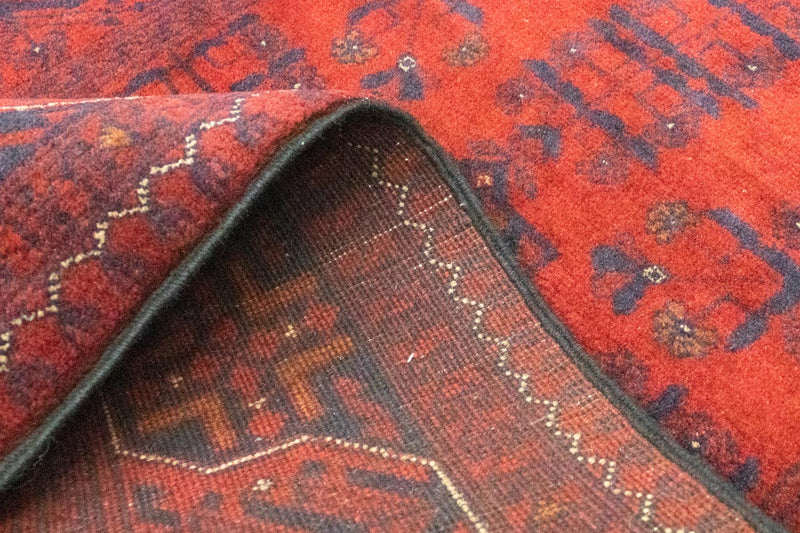 Tapis de couloir Tapis afghan - Kunduz - 287 x 83 cm - rouge foncé