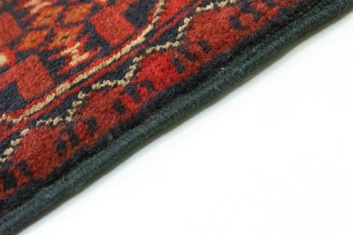 Tapis de couloir Tapis afghan - Kunduz - 285 x 80 cm - rouge