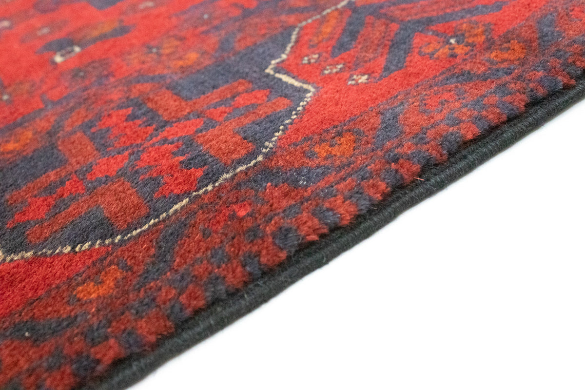 Tapis de couloir Tapis afghan - Kunduz - 297 x 79 cm - rouge