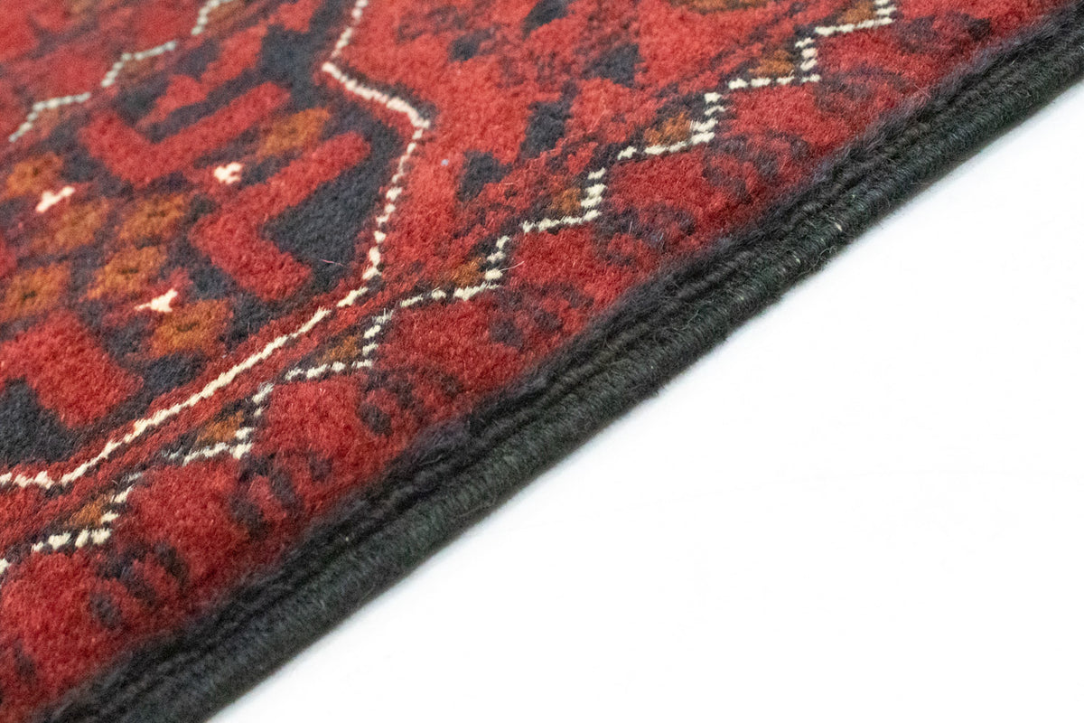 Tapis de couloir Tapis afghan - Kunduz - 302 x 78 cm - rouge