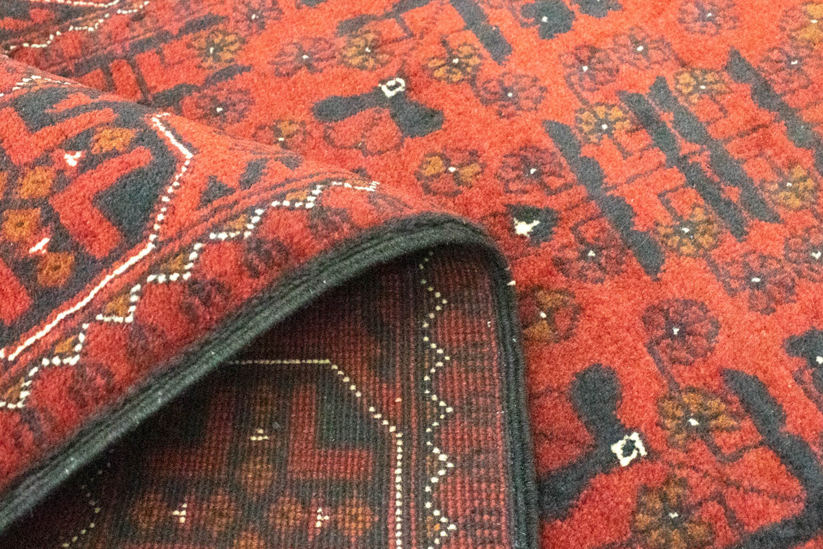 Tapis de couloir Tapis afghan - Kunduz - 302 x 78 cm - rouge