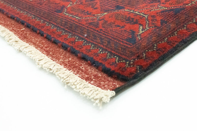 Tapis de couloir Tapis afghan - Kunduz - 296 x 84 cm - rouge foncé