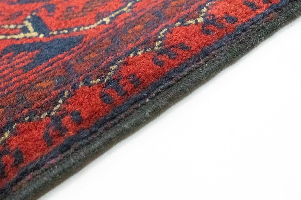 Tapis de couloir Tapis afghan - Kunduz - 296 x 84 cm - rouge foncé
