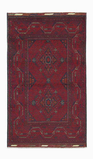Tapis afghan - Kunduz - 123 x 75 cm - rouge foncé