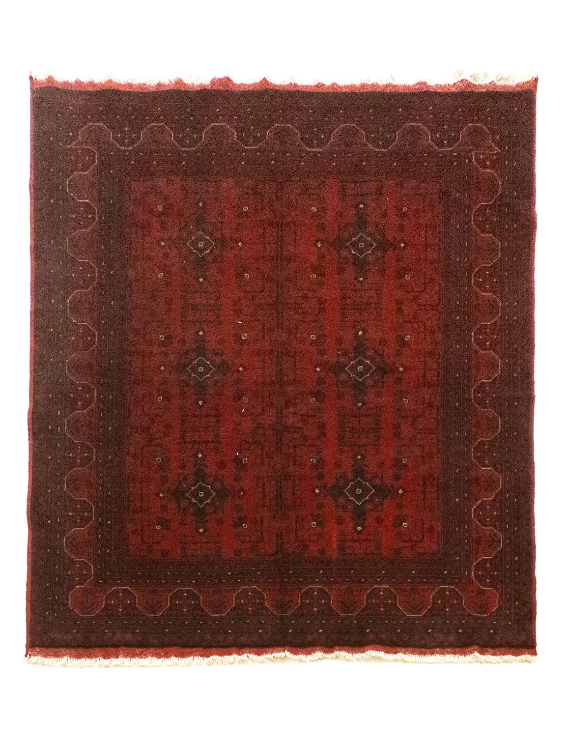 Tapis afghan - Kunduz - 199 x 152 cm - rouge