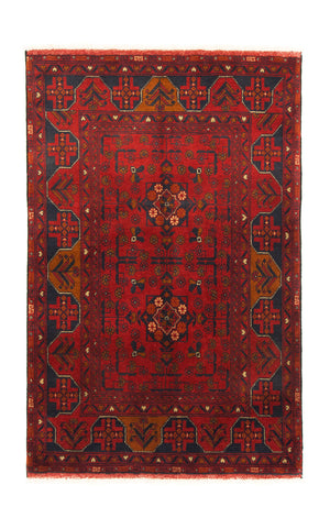 Tapis afghan - Kunduz - 154 x 100 cm - rouge