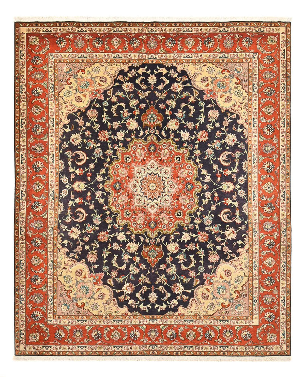 Tapis persan - Tabriz - Royal - 255 x 205 cm - bleu foncé