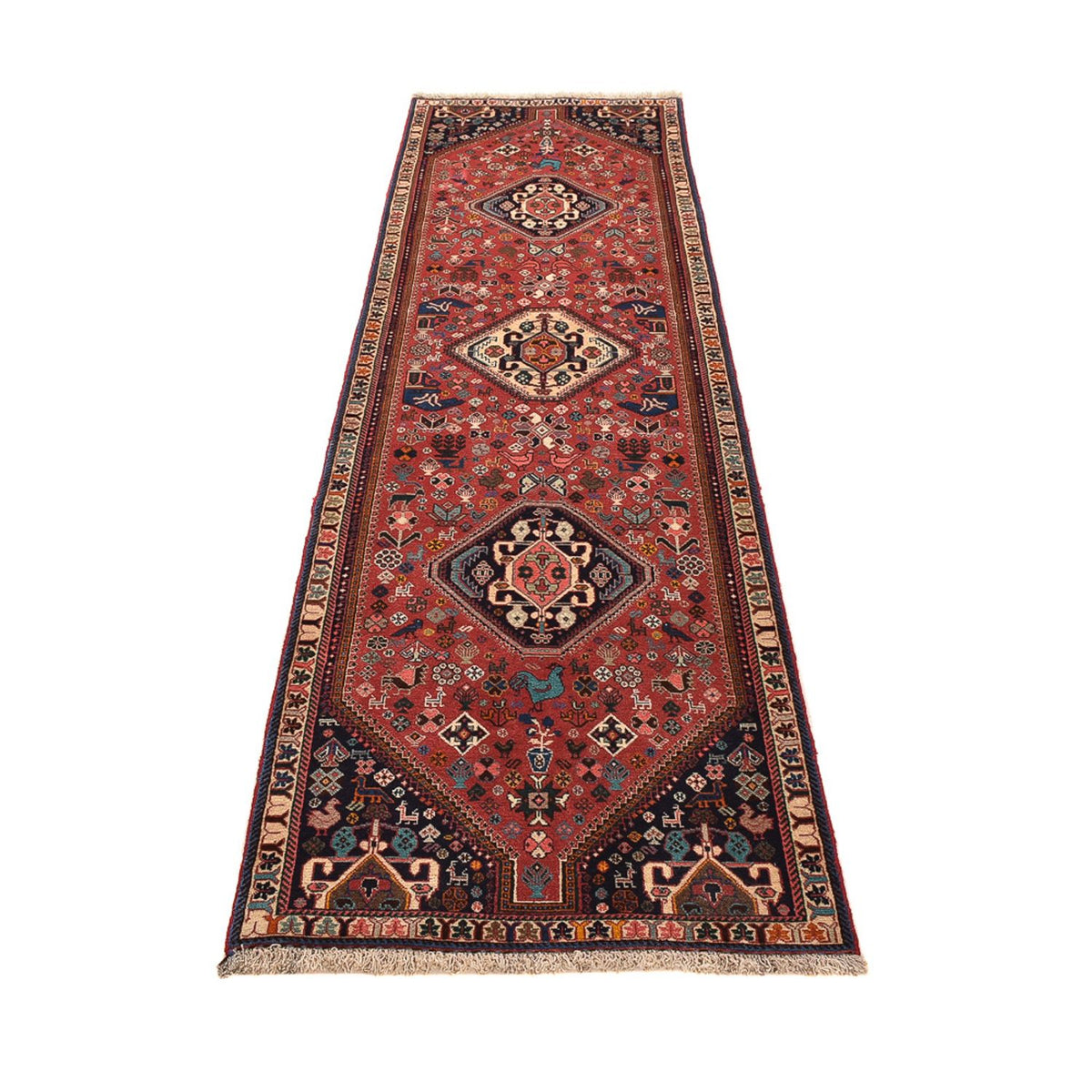 Tapis de couloir Tapis Gabbeh - Persan Kashkuli - 296 x 80 cm - rouge