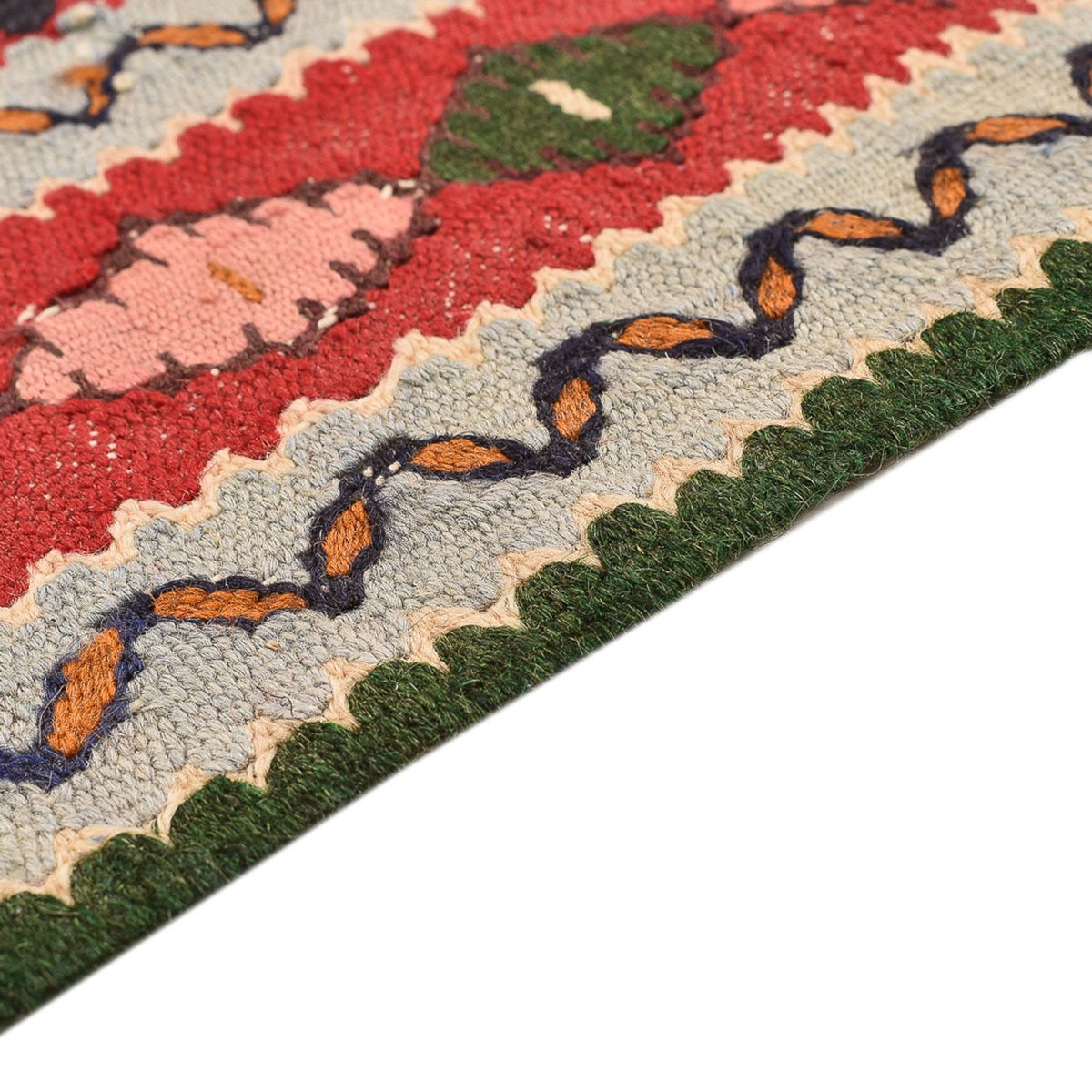 Tapis Kelim - Oriental carré - 147 x 130 cm - rouge