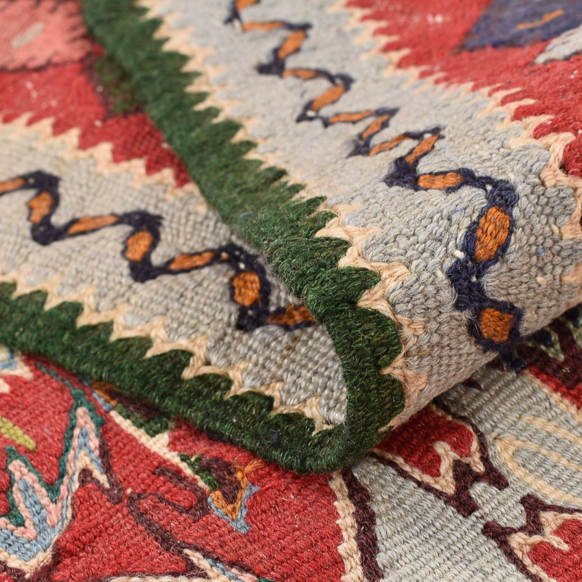 Tapis Kelim - Oriental carré - 147 x 130 cm - rouge