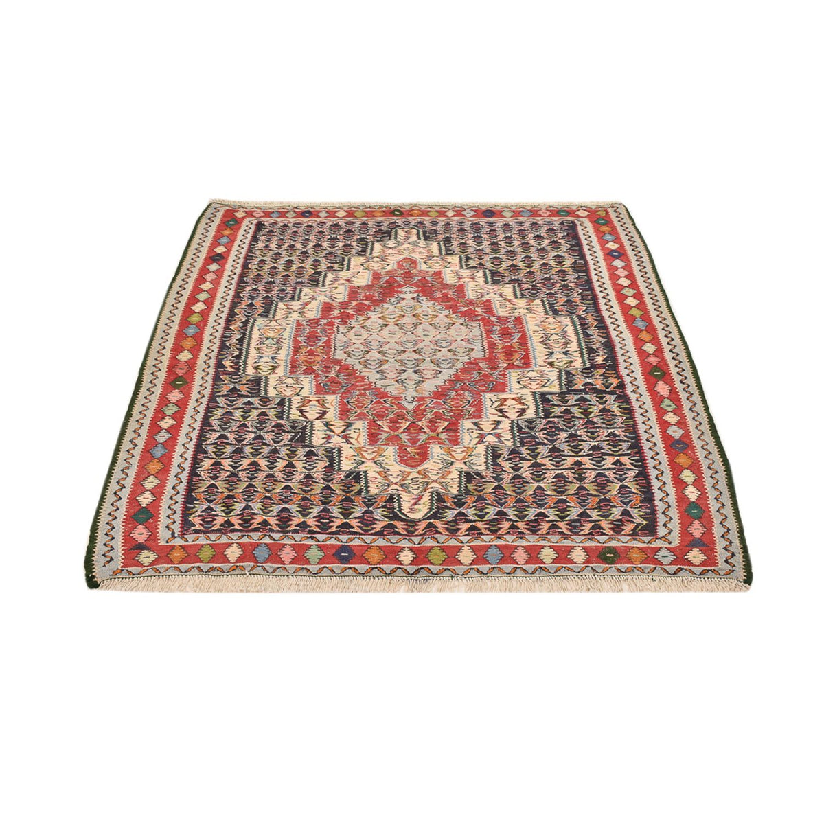 Tapis Kelim - Oriental carré - 147 x 130 cm - rouge