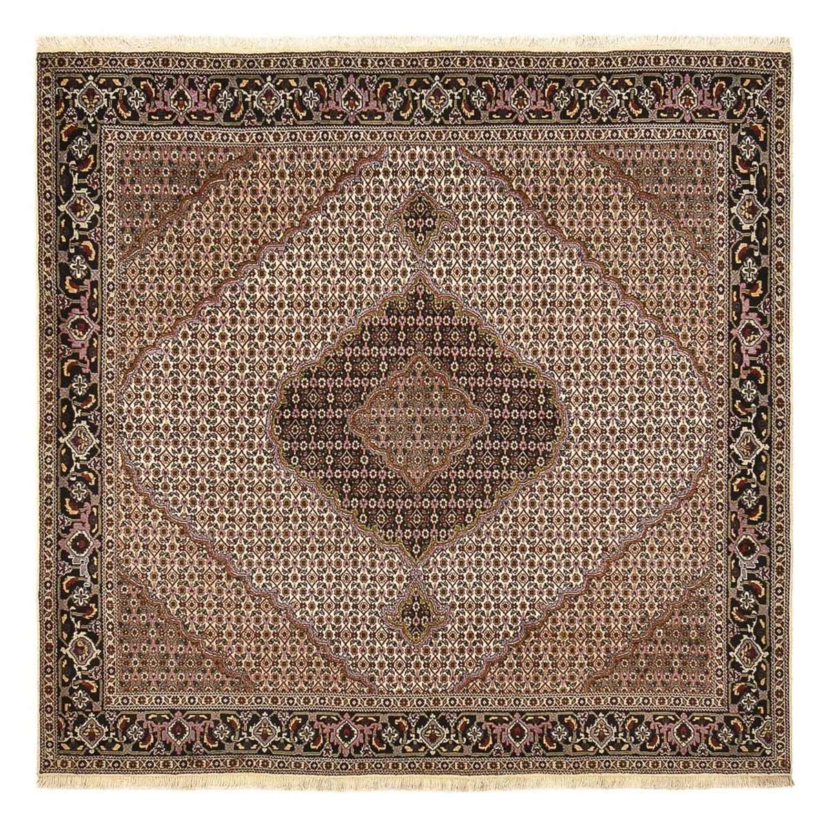 Tapis persan - Tabriz - Royal carré - 204 x 204 cm - marron